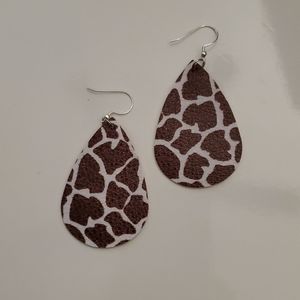 Giraffe Print Faux Leather Earrings